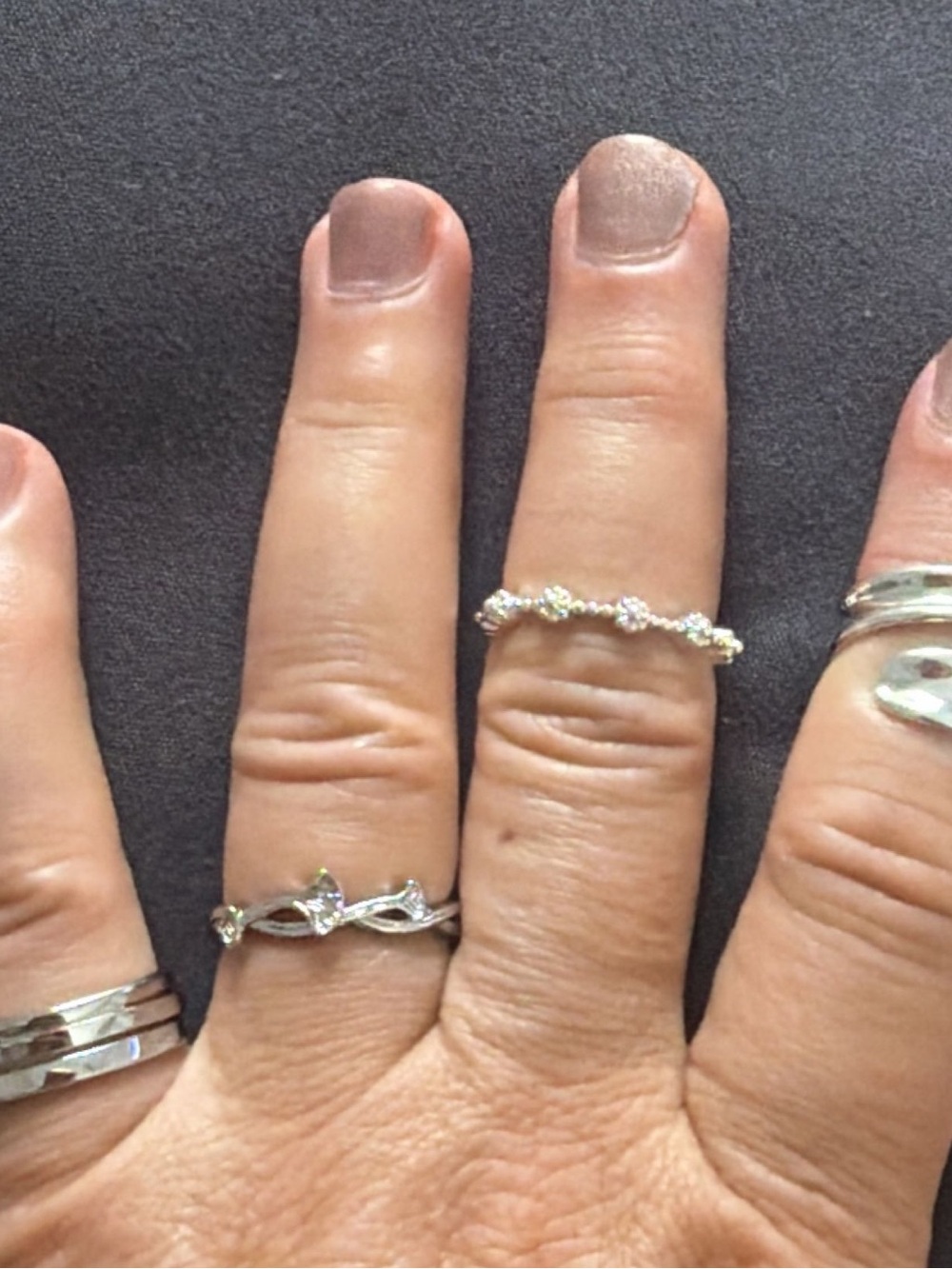 Sterling Silver and Cubic Zirconia Stackable Ring - Silver Sparkle